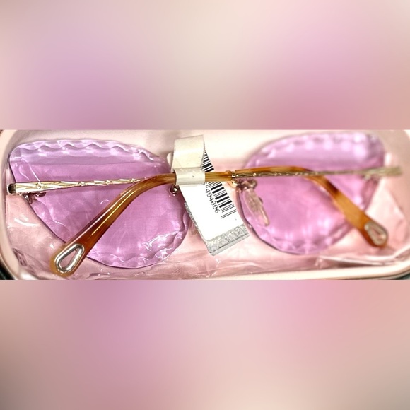 RARE Chloé Scalloped Cat Eye Sunglasses Purple Gradient 60MM NWT Luxe main image 8